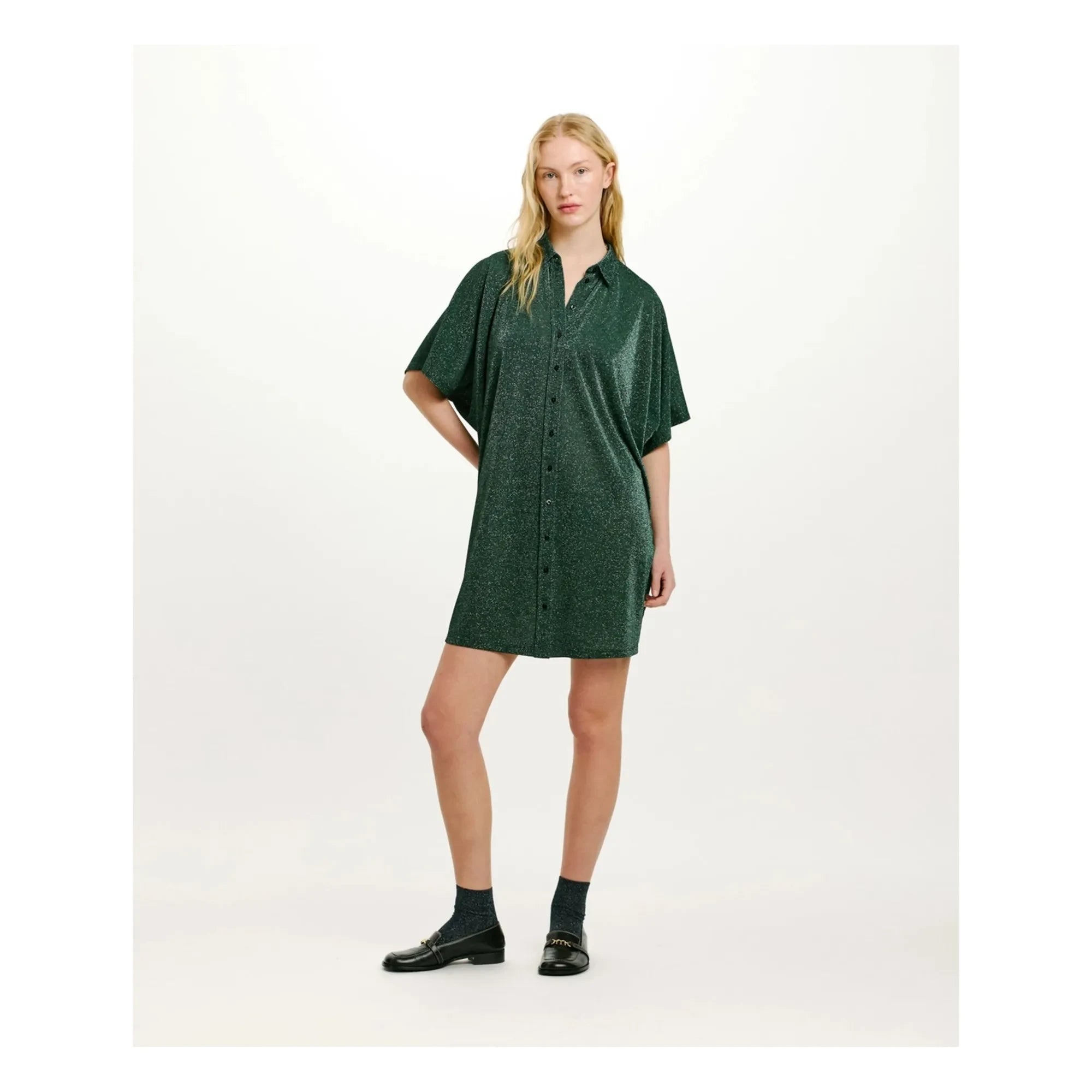 Momoni - Asado Metallic Kleid | Grün