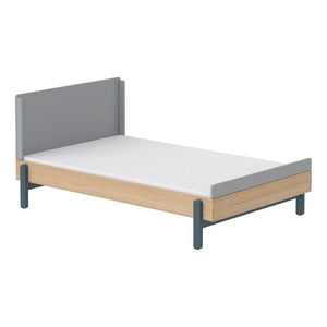 Flexa - Popsicle Eiche Bett 120x200cm mit Höhenverstellbarem Kopfteil | Blau