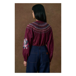 Louise Misha - Pal Organische Baumwollbluse | Bordeaux