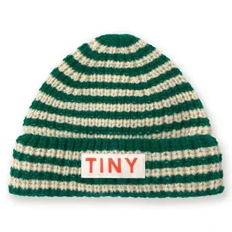 Tinycottons - Gestreifte Woll-Babymütze | Grün