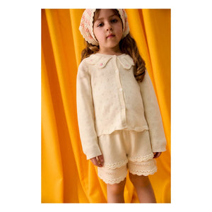 Louise Misha - Mekylane Netzshorts mit Lochmuster | Creme