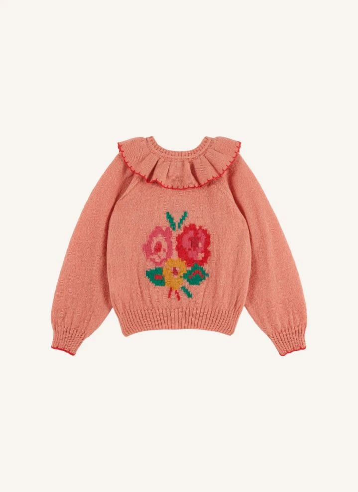 Emile et Ida - Rosa Mohair-Cardigan mit Blumen