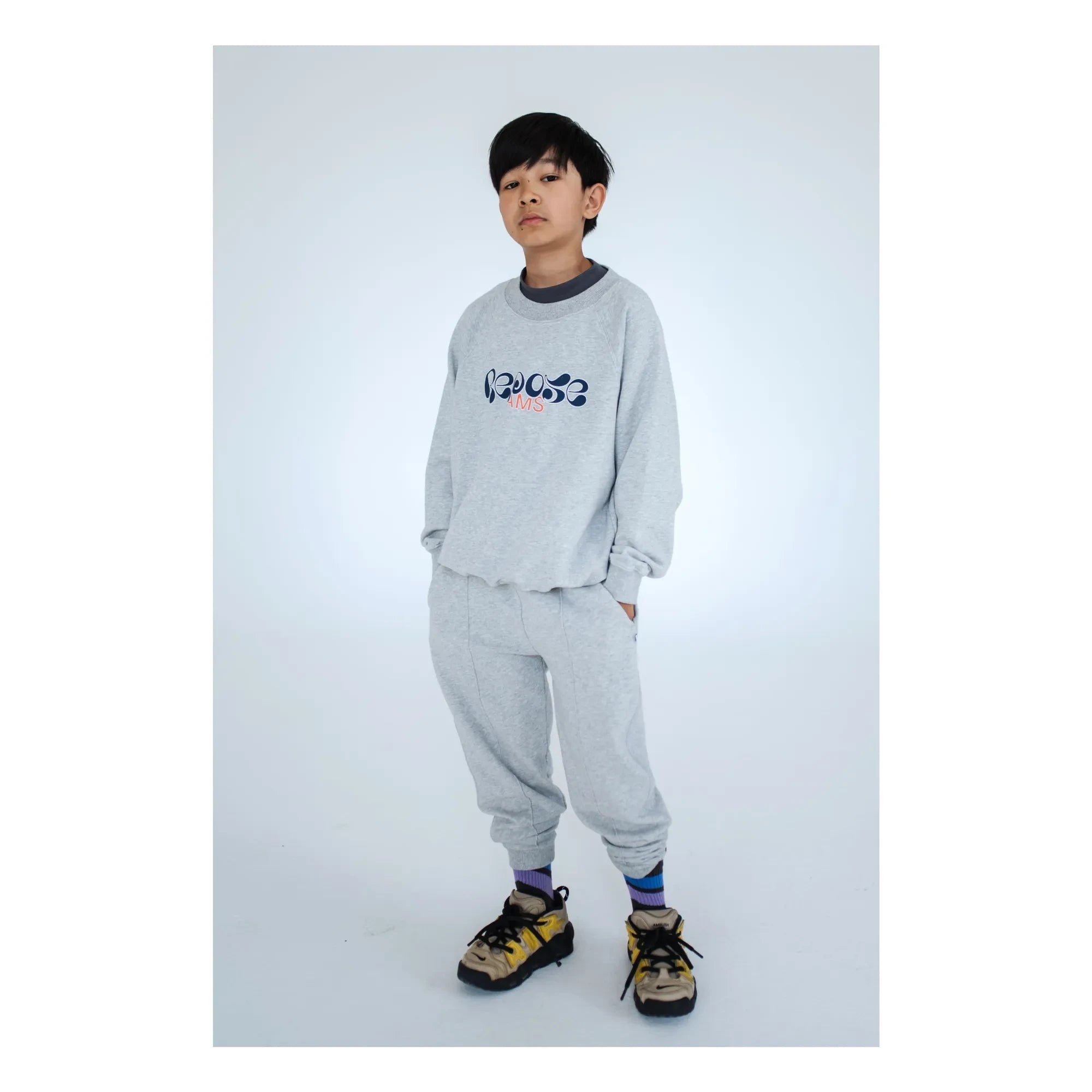 Repose AMS - Organic Cotton Logo Sweatshirt | Grau meliert