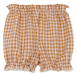 birinit - Vichy Shorts aus Bio-Baumwolle | Karamell