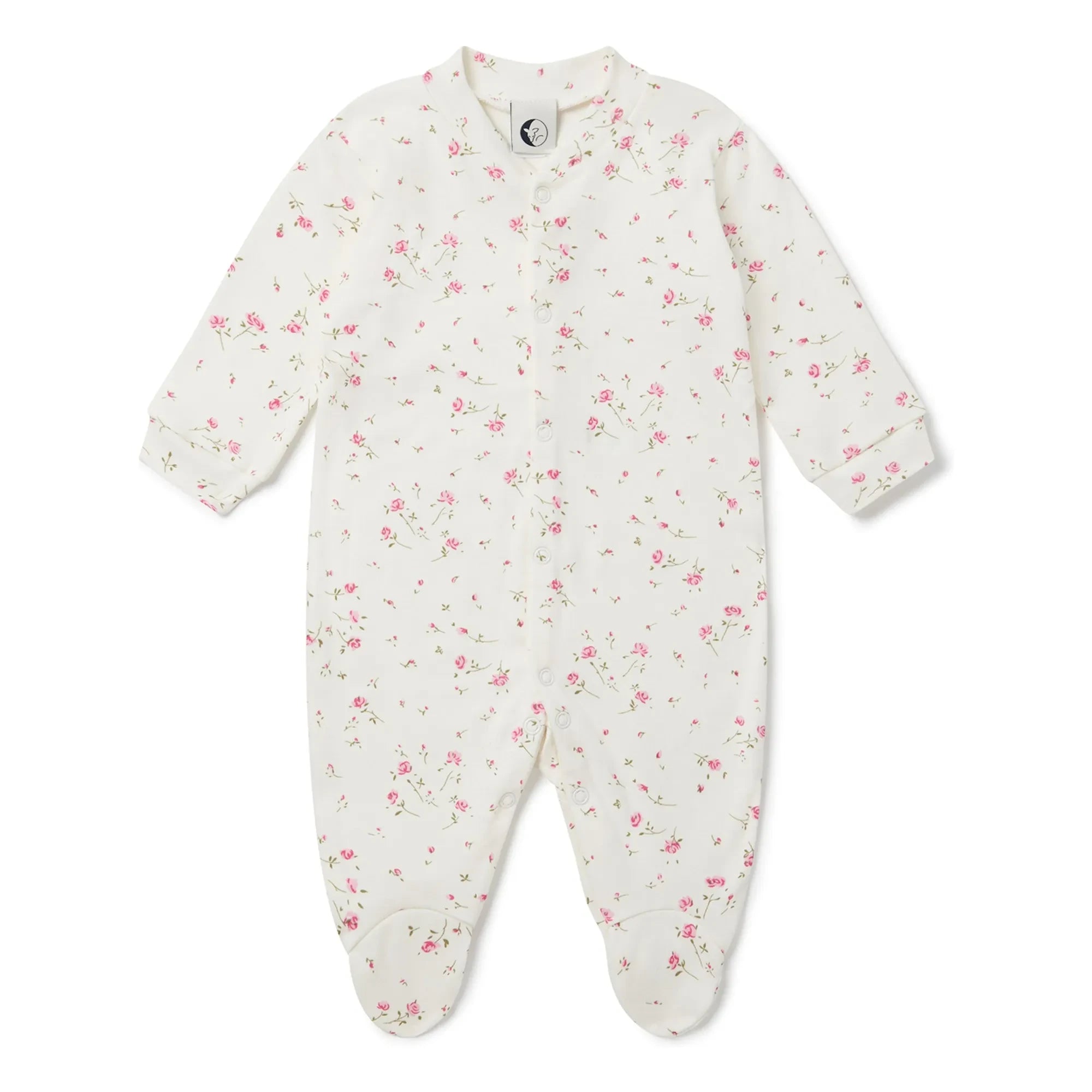 Sleepy Doe - Schlafanzug mit Füßlingen und Blumenmuster aus Bio-Baumwolle | Weiß