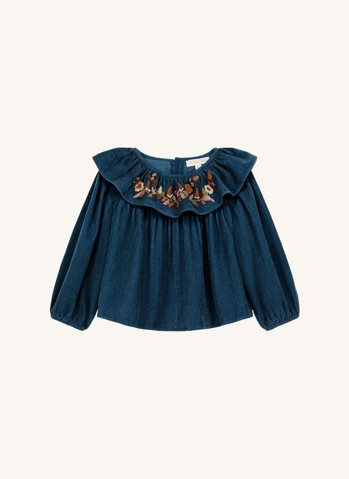 Louise Misha - Eneila Bio-Baumwollbluse | Denimblau