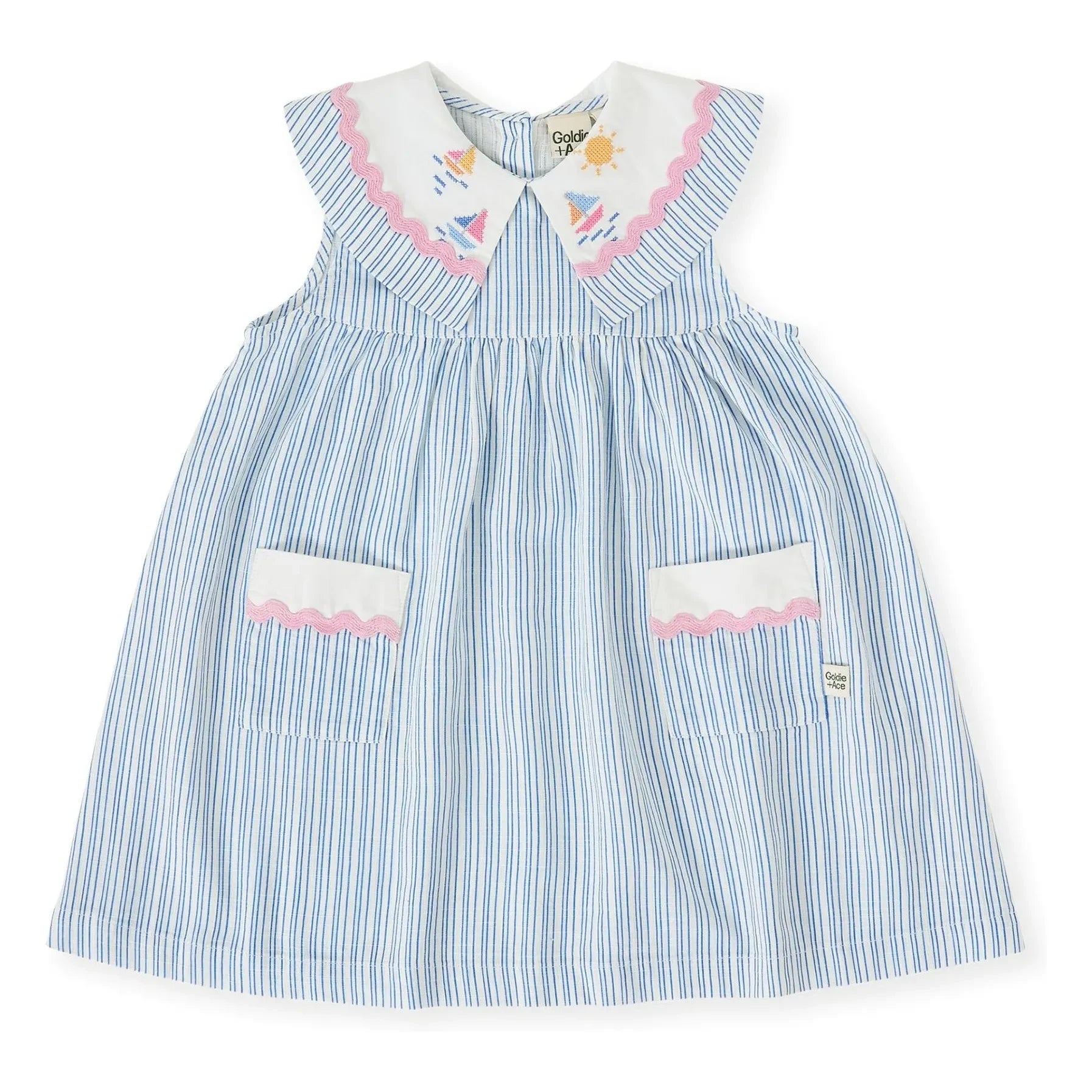 Goldie + Ace – Gestreiftes Matrosenkleid | Blau