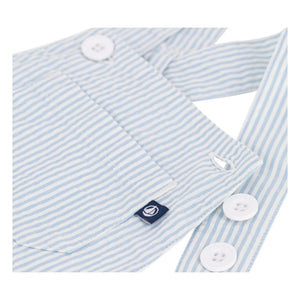 Petit Bateau - Gestreifte Seersucker Bio-Baumwoll-Kurzlatzhose | Hellblau