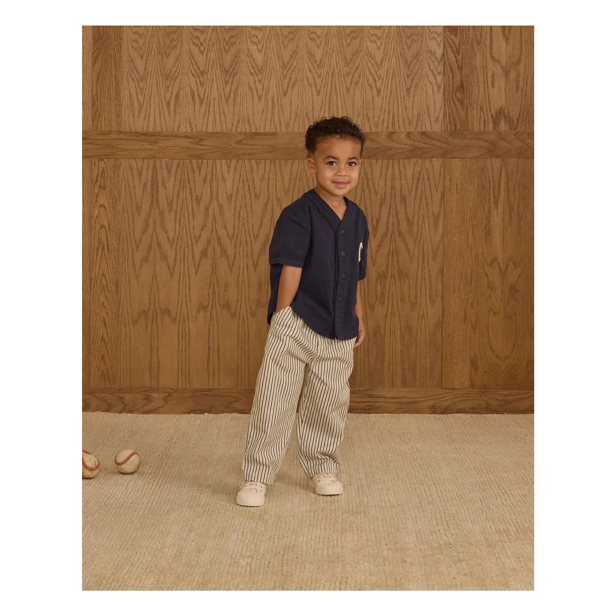Rylee + Cru - Weite Gestreifte Hose | Ecru