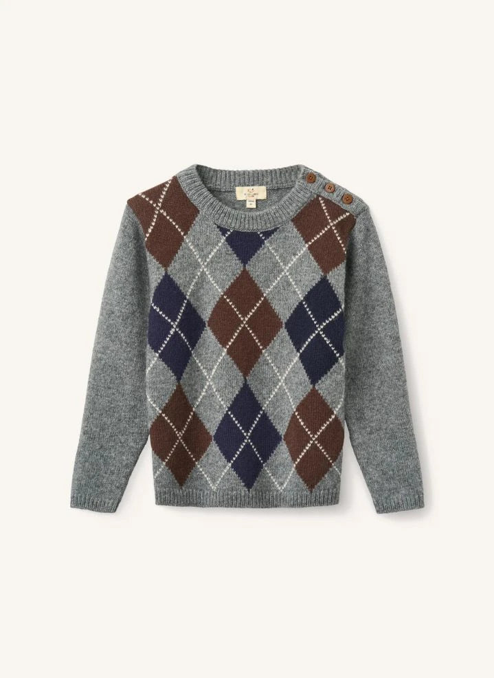 Copenhagen Colors - Grauer Argyle-Wollpullover