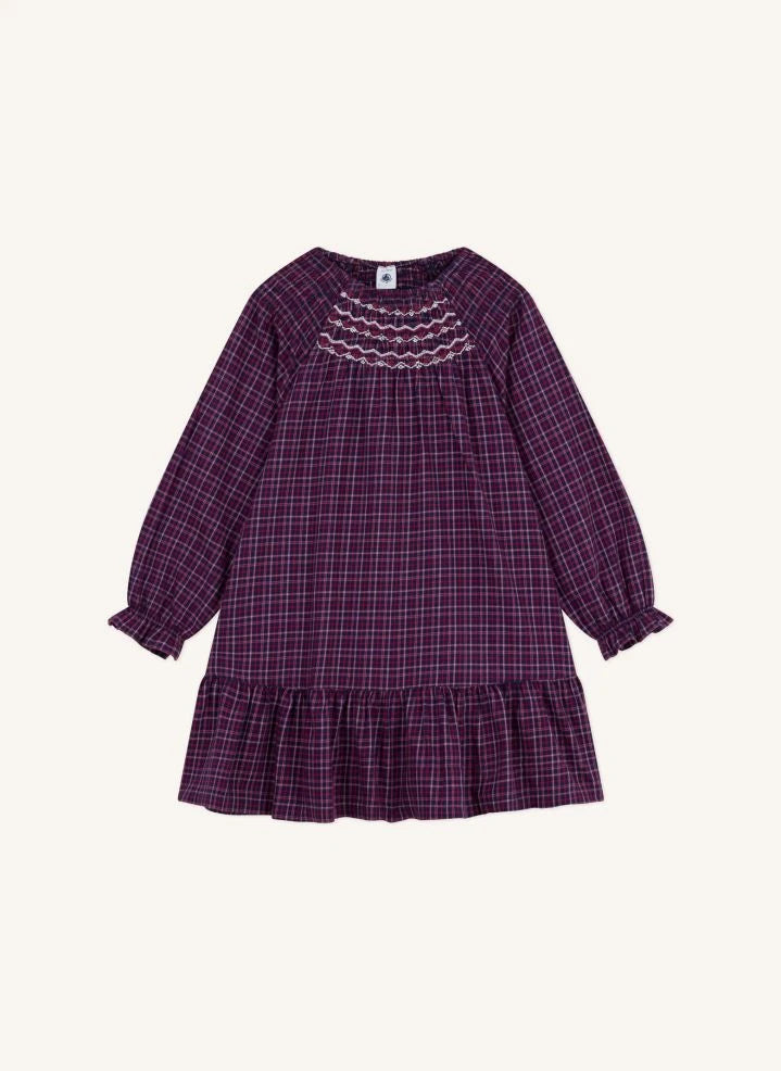 Petit Bateau - Kleid aus Bio-Baumwolle mit Rüschen | Dunkelblau