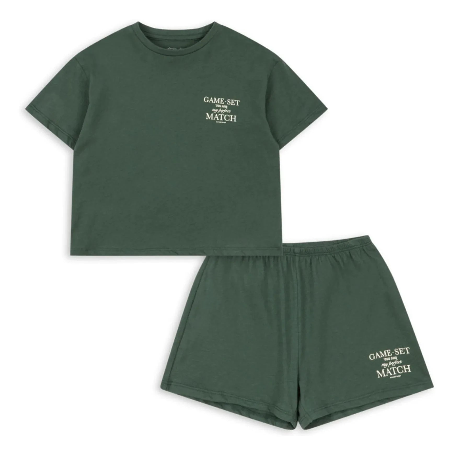 Konges Sløjd - Famo Tennis Bio-Baumwoll-T-Shirt und Shorts Set | Dunkelgrün