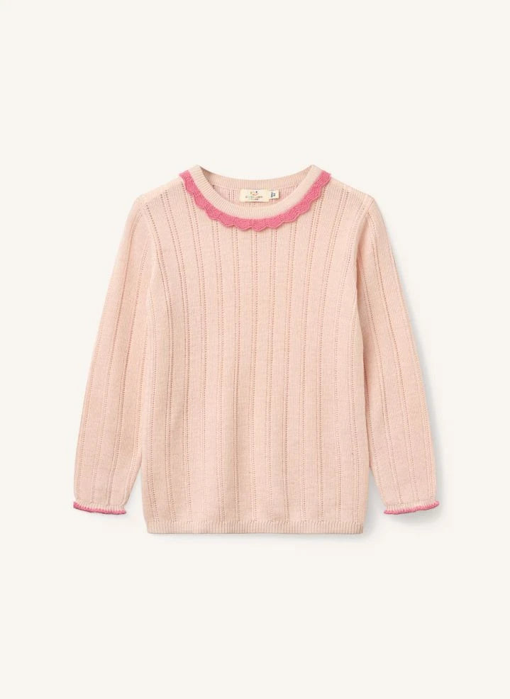 Copenhagen Colors - Merinowolle Pointelle Pullover | Puderrosa