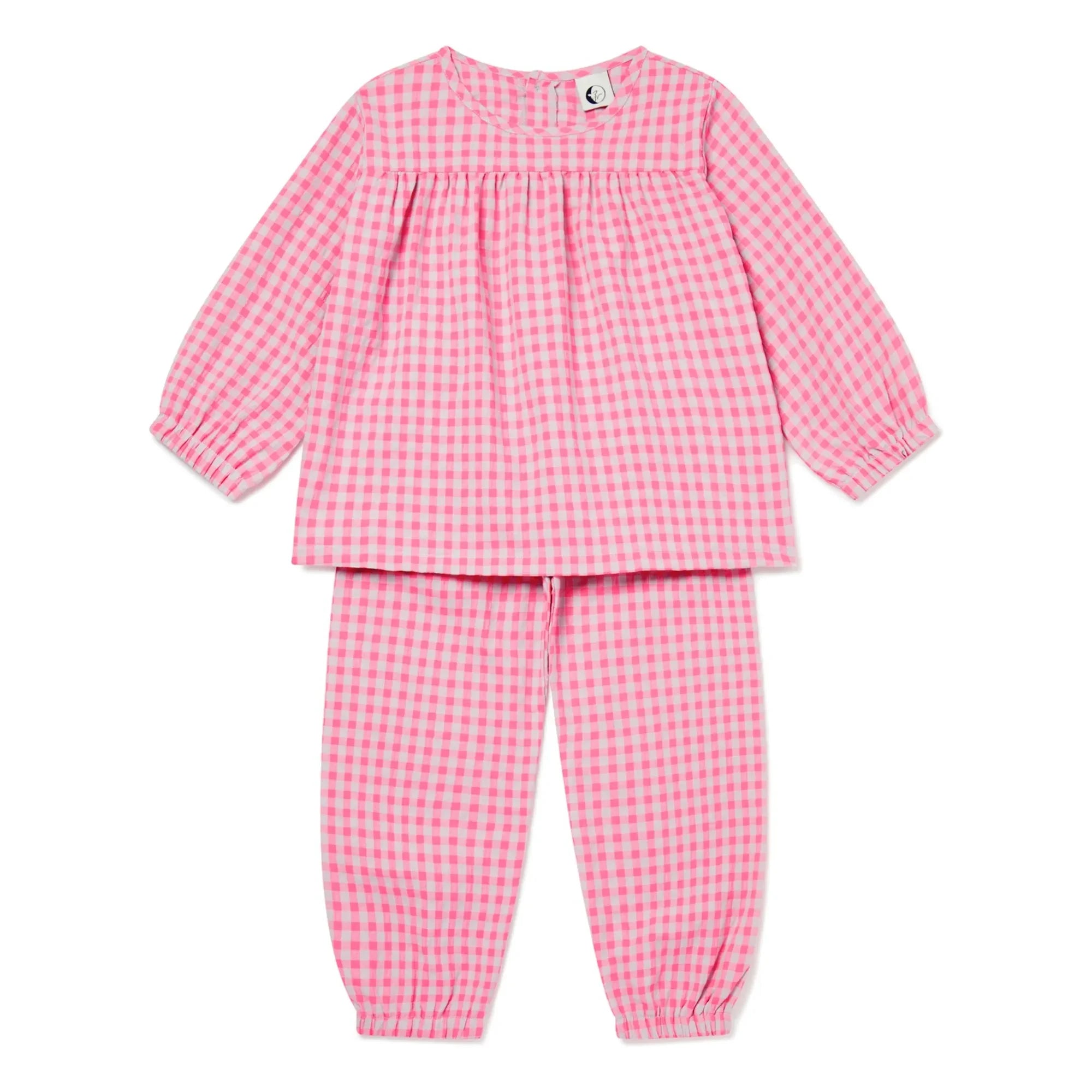 Sleepy Doe - Gingham Seersucker Bio-Baumwollpyjama | Rosa