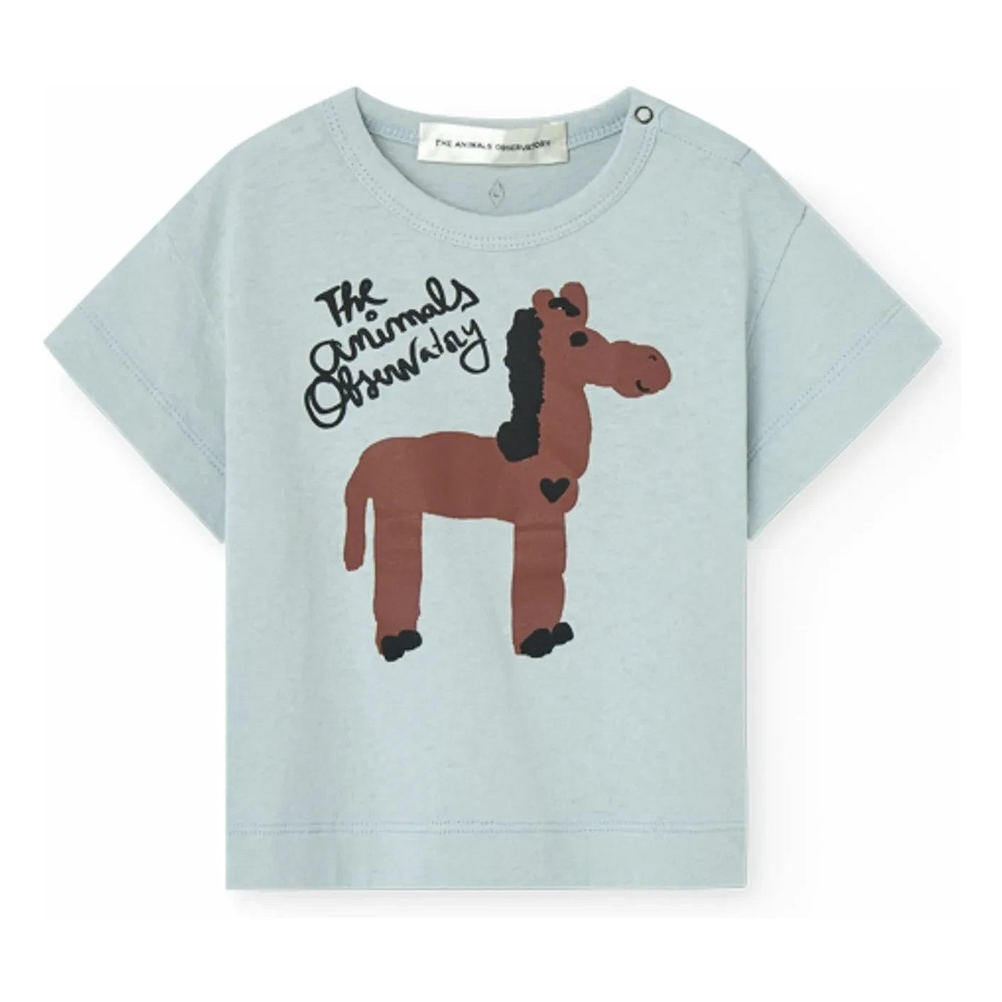 The Animals Observatory - Pangolin Horse T-Shirt aus Bio-Baumwolle | Hellblau