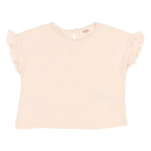 Búho - Baby Leinen Rüschen T-Shirt | Hellrosa