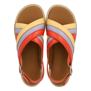 Angulus - Sandalen mit gekreuzten Riemen und Farbblock | Blassgelb