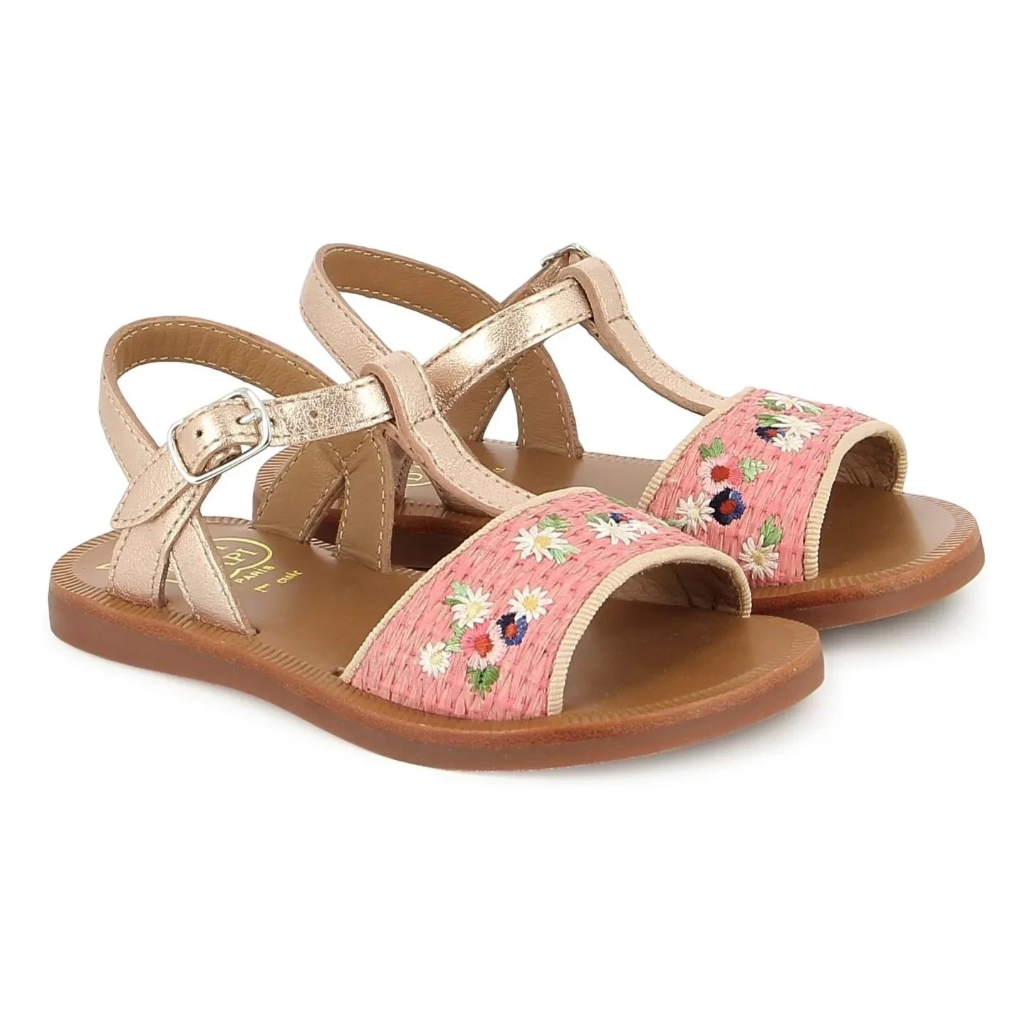 Pom d'Api - Sandalen Plagette Raphia Brod | Rosa
