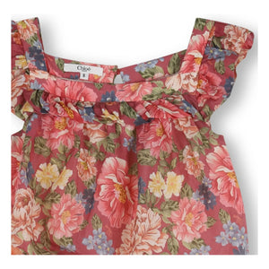Chloé - Overall aus Bio-Baumwolle mit Blumenmuster | Altrosa