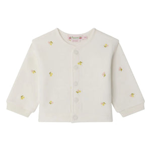 Bonpoint - Eris Cerises Strickjacke aus Bio-Baumwoll-Fleece | Ecru