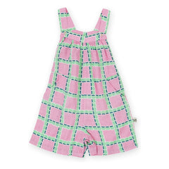 Goldie + Ace - Carreaux Kurzer Overall | Rosa
