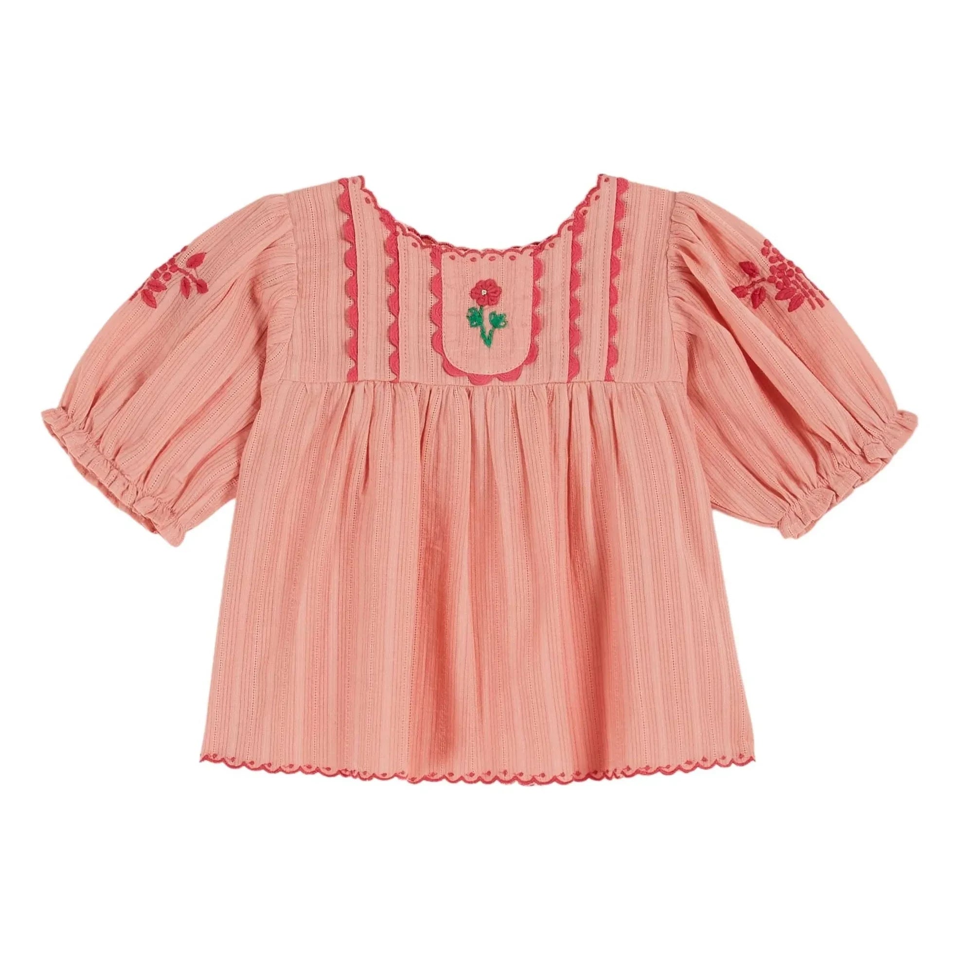 Emile et Ida - Handbestickte Bluse | Pfirsich