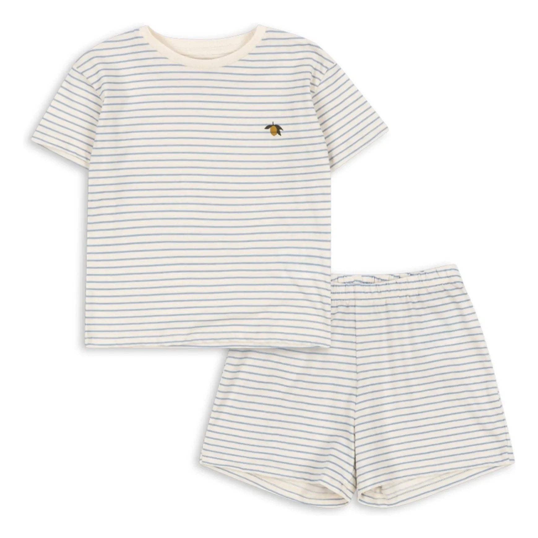 Konges Sløjd - Famo Gestreiftes Set aus Bio-Baumwolle T-Shirt und Shorts | Blau