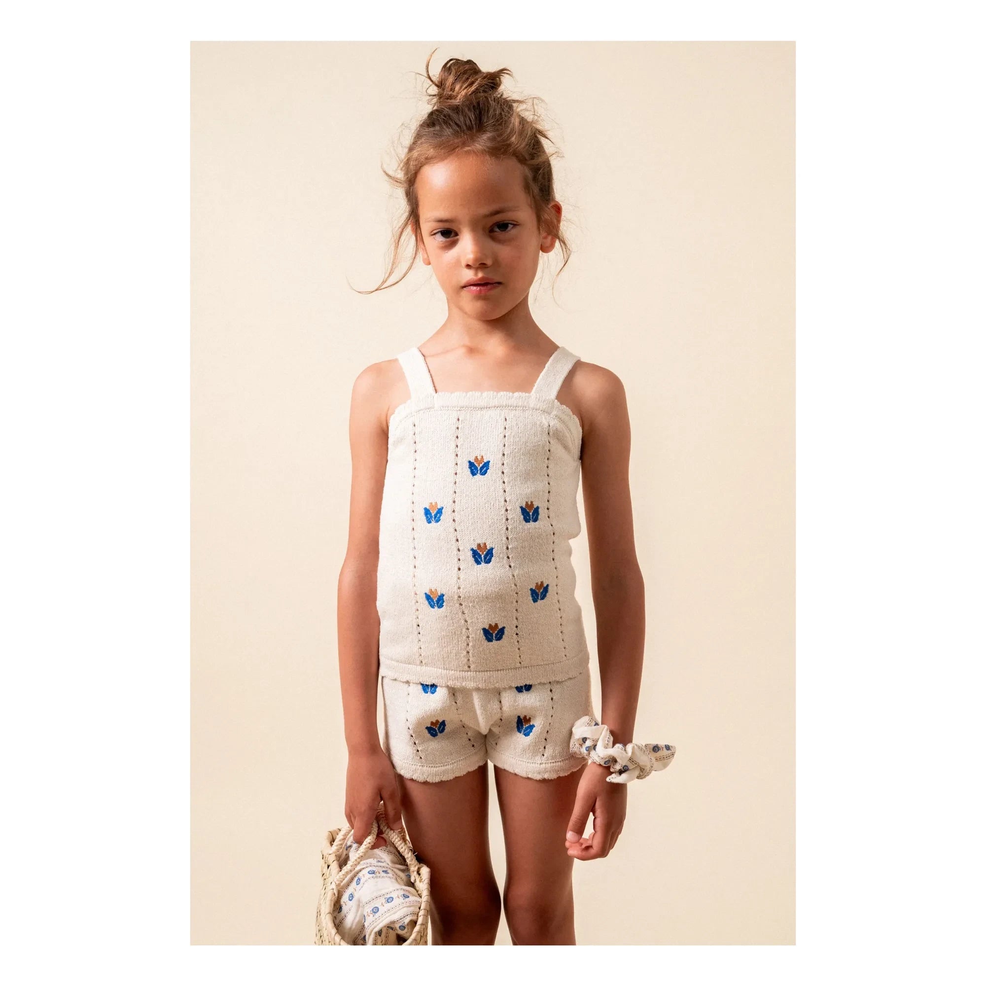 birinit - Bestickte Shorts aus Feinripp | Elfenbein