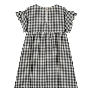 Studio Bohème - Cousine Vichy Bio-Baumwoll-Musselin-Kleid | Schwarz