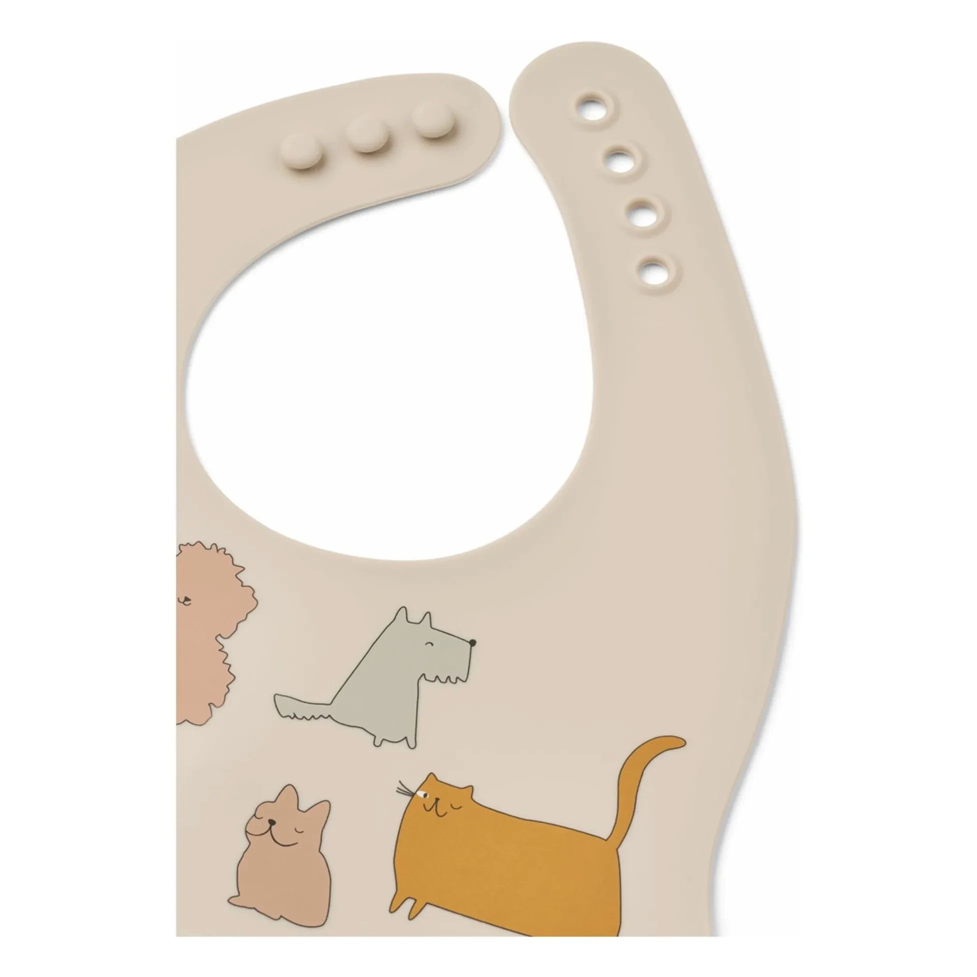 Liewood – Ember Silikonlätzchen – 2er-Set | Katzen und Hunde/Sandfarbe
