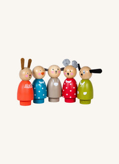 Moulin Roty - 5 Holzfiguren Set - Große Familie