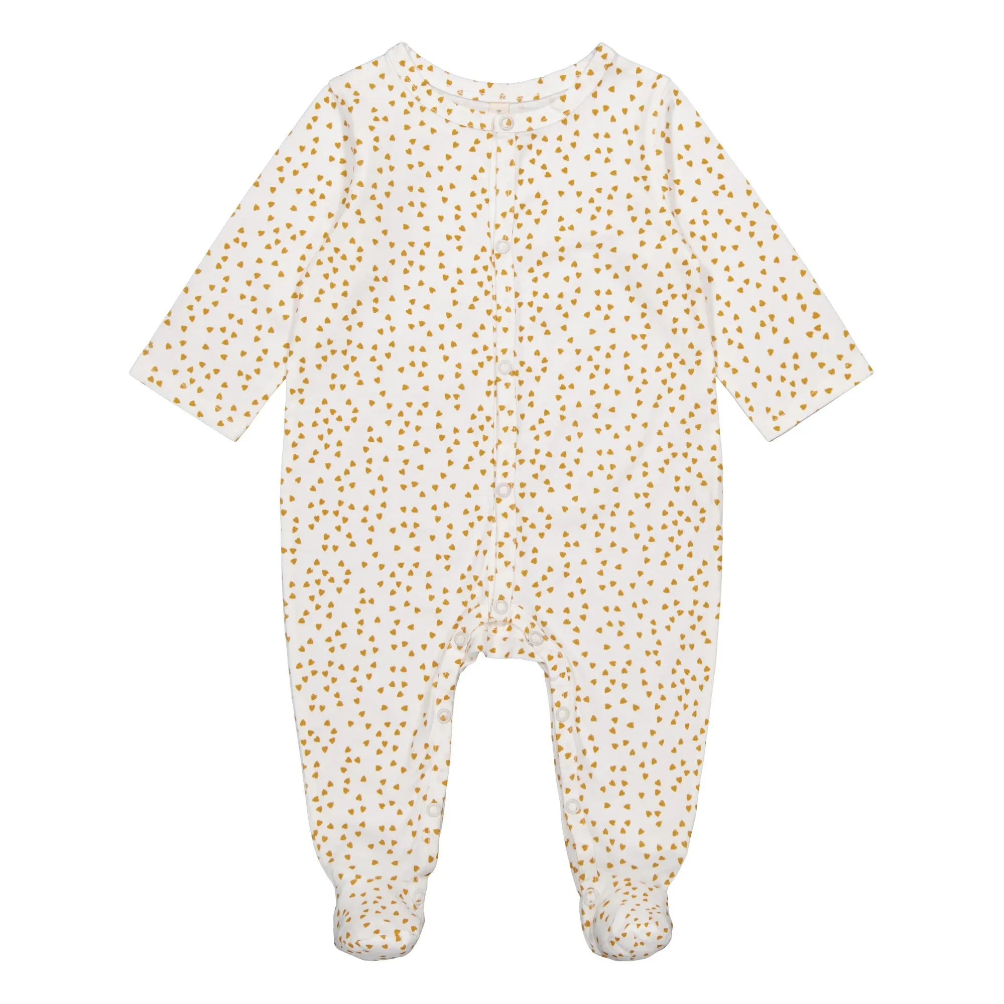 Rose in April - Amalia Jersey Mini Herz Pyjama mit Füßlingen | Senfgelb