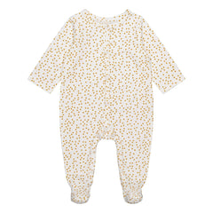 Rose in April - Amalia Jersey Mini Herz Pyjama mit Füßlingen | Senfgelb