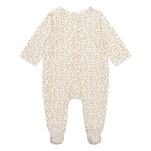 Rose in April - Amalia Jersey Mini Herz Pyjama mit Füßlingen | Senfgelb