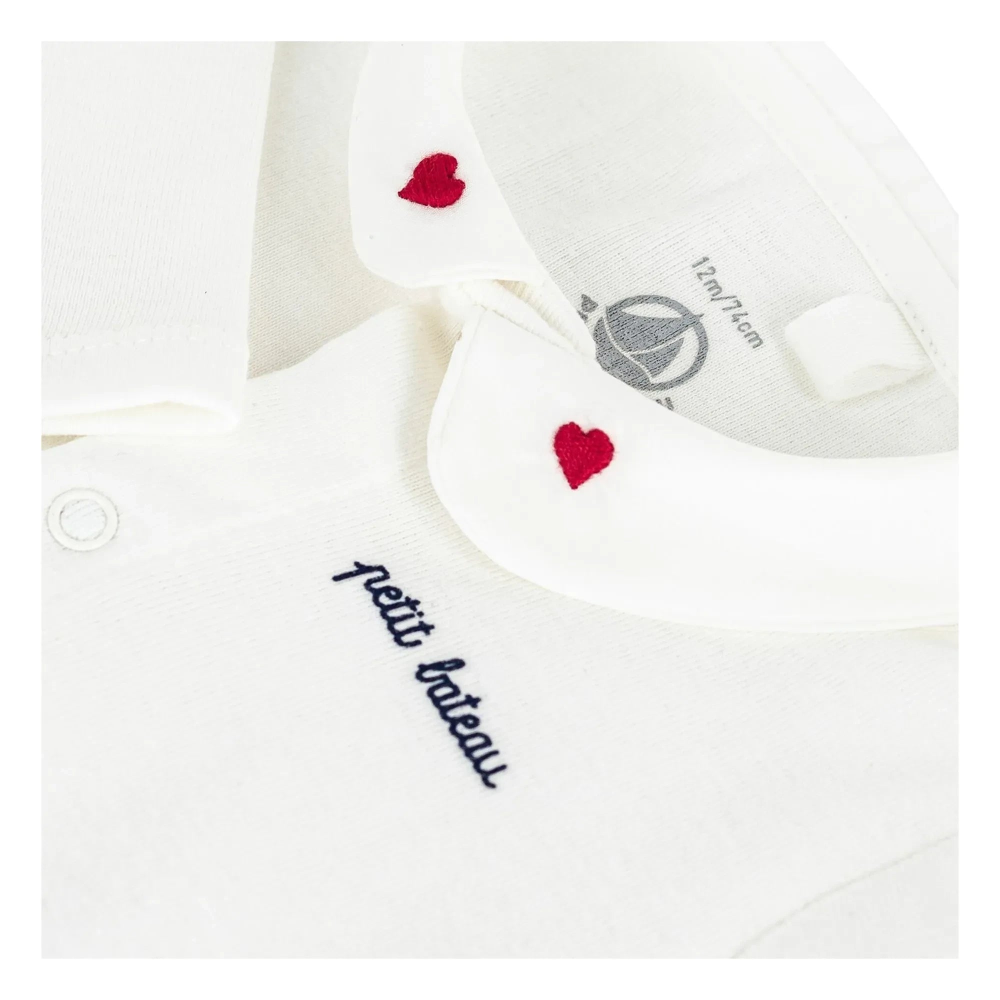 Petit Bateau - Bestickter Kragenbody aus Bio-Baumwolle | Weiß