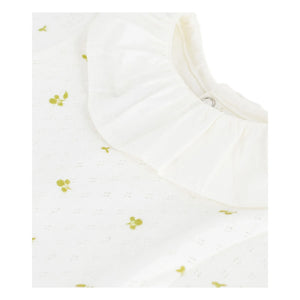 Petit Bateau - Body aus Bio-Baumwolle mit Blumenkragen | Ecru