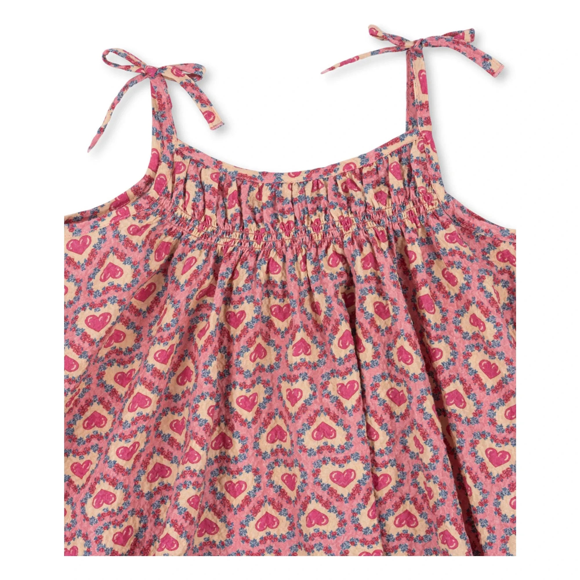 Konges Sløjd - Kleid Vivian Cœurs Seersucker Bio-Baumwolle | Rosa