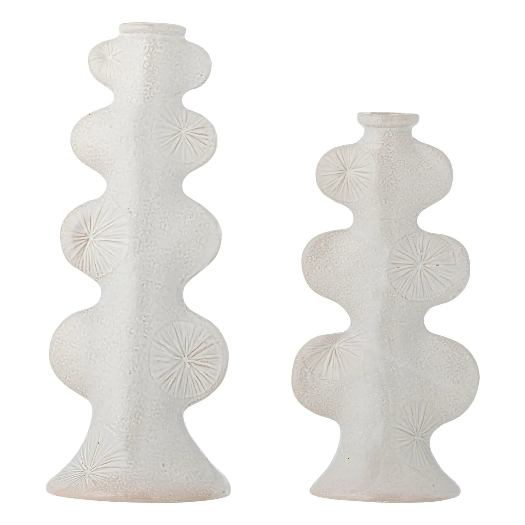 Bloomingville - Cason Kerzenständer aus Steinzeug - 2er Set | Weiß