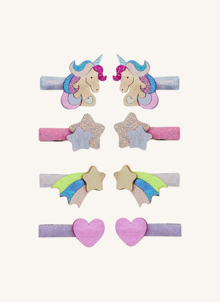 Mimi & Lula - 8'li Einhorn-Haarspangen-Set | Rosa