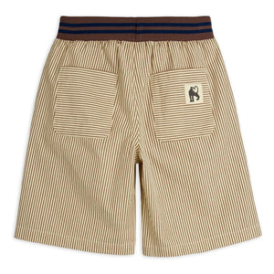 Mini Rodini - Bio Baumwolle Poplin Gestreifte Shorts | Braun