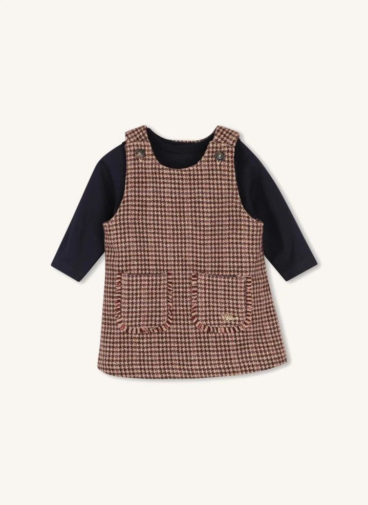 Chloé - Chloé kariertes Kleid- und T-Shirt-Set | Braun