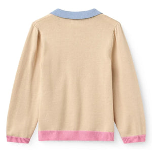 Copenhagen Colors - Organische Baumwollbestickte Polo-Kragen Pullover | Beige
