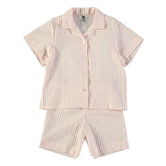 Risu Risu – kariertes Pyjama-Set aus Bio-Baumwolle | Ecru