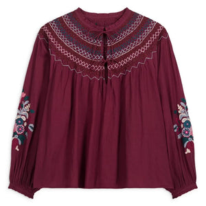 Louise Misha - Pal Organische Baumwollbluse | Bordeaux