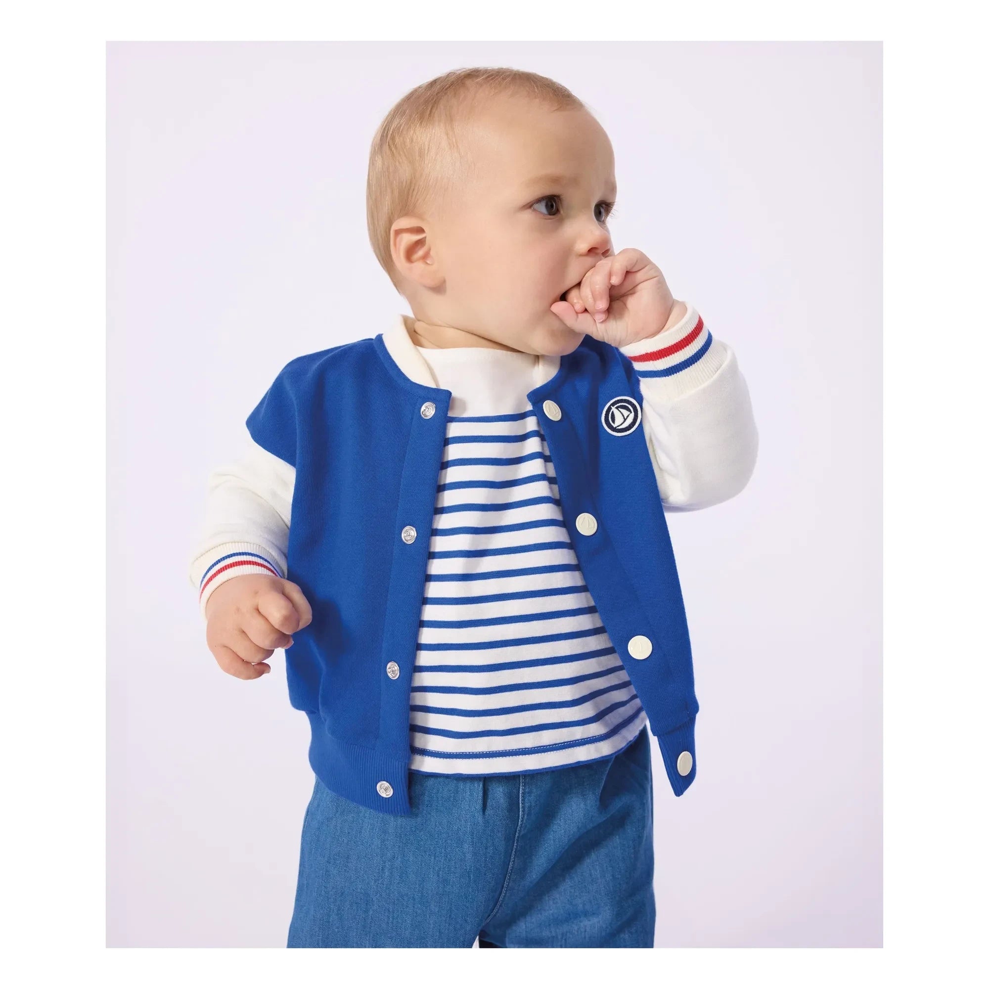 Petit Bateau - Jacke Teddy Colorblock | Königsblau