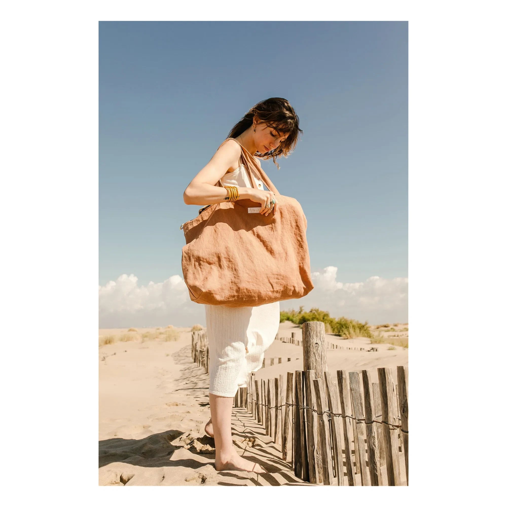 Adorna - Leinen-Clutch | Terrakotta