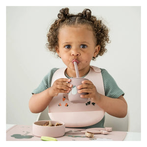 Done by deer - Tiny Farm Trinkbecher mit Strohhalm - 2er-Set | Rosa