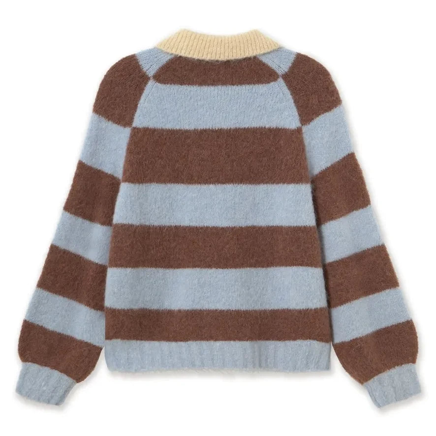 The Tiny Big Sister - Frank Laine Gestreifter Pullover | Schokolade
