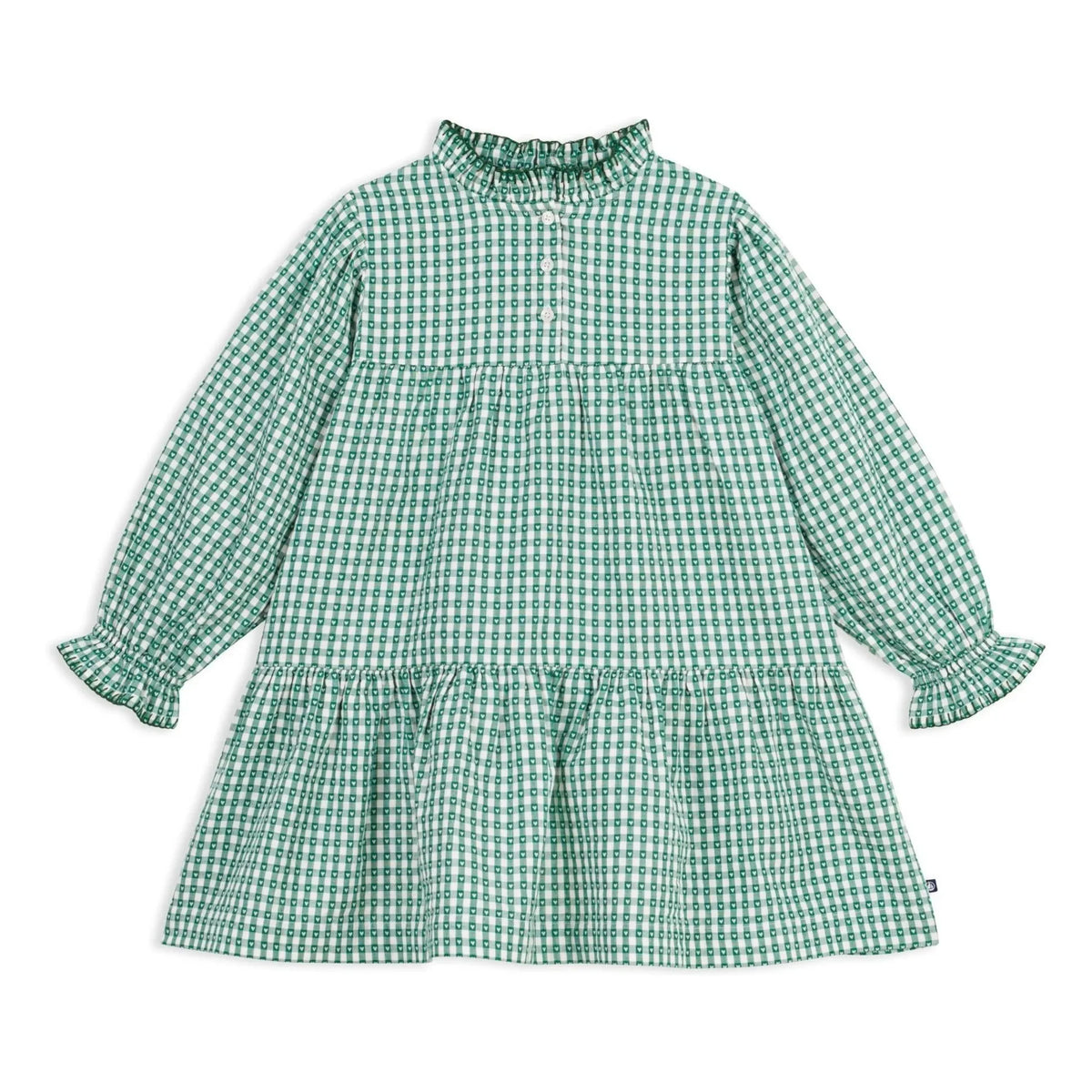 Petit Bateau - Bio-Baumwoll-Popeline kariertes weites Kleid | Grün