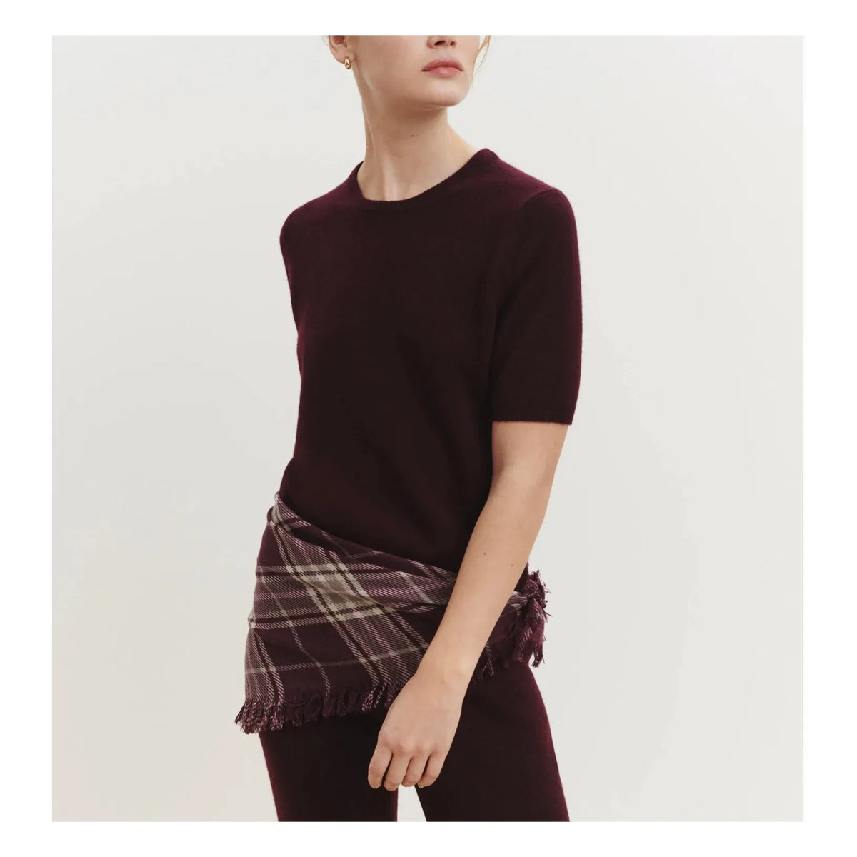 Bompard - Swann Tartan Kaschmir Mini-Schal | Garnet